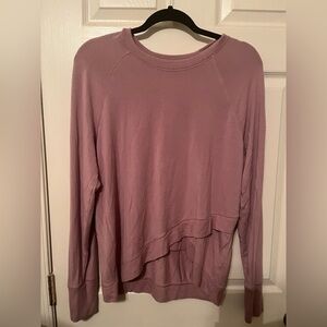 Athleta Large Stretchy Cozy Mauve Criss Cross Sweatshirt